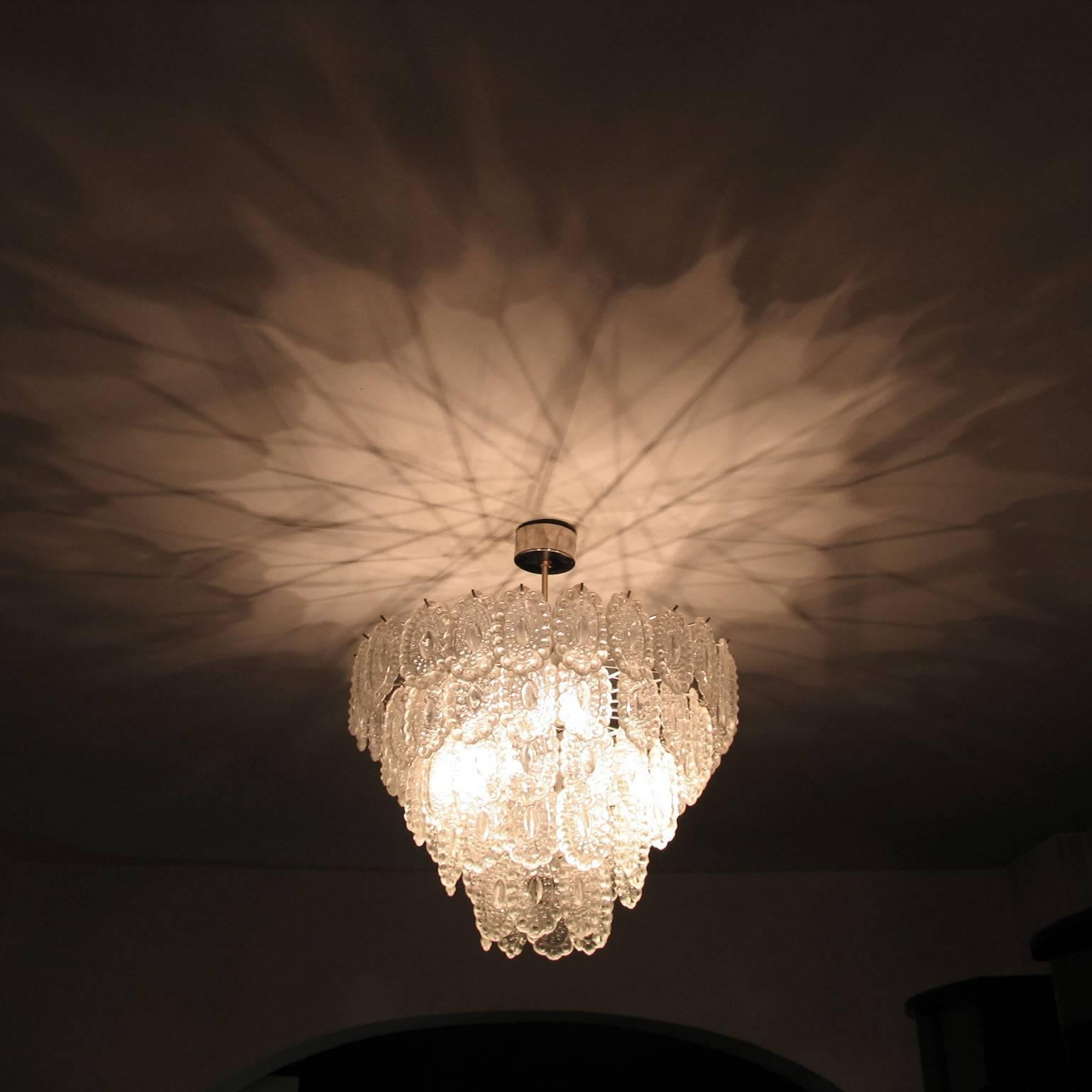 Mid-Century Modern Crystal Glass Midcentury Chandelier