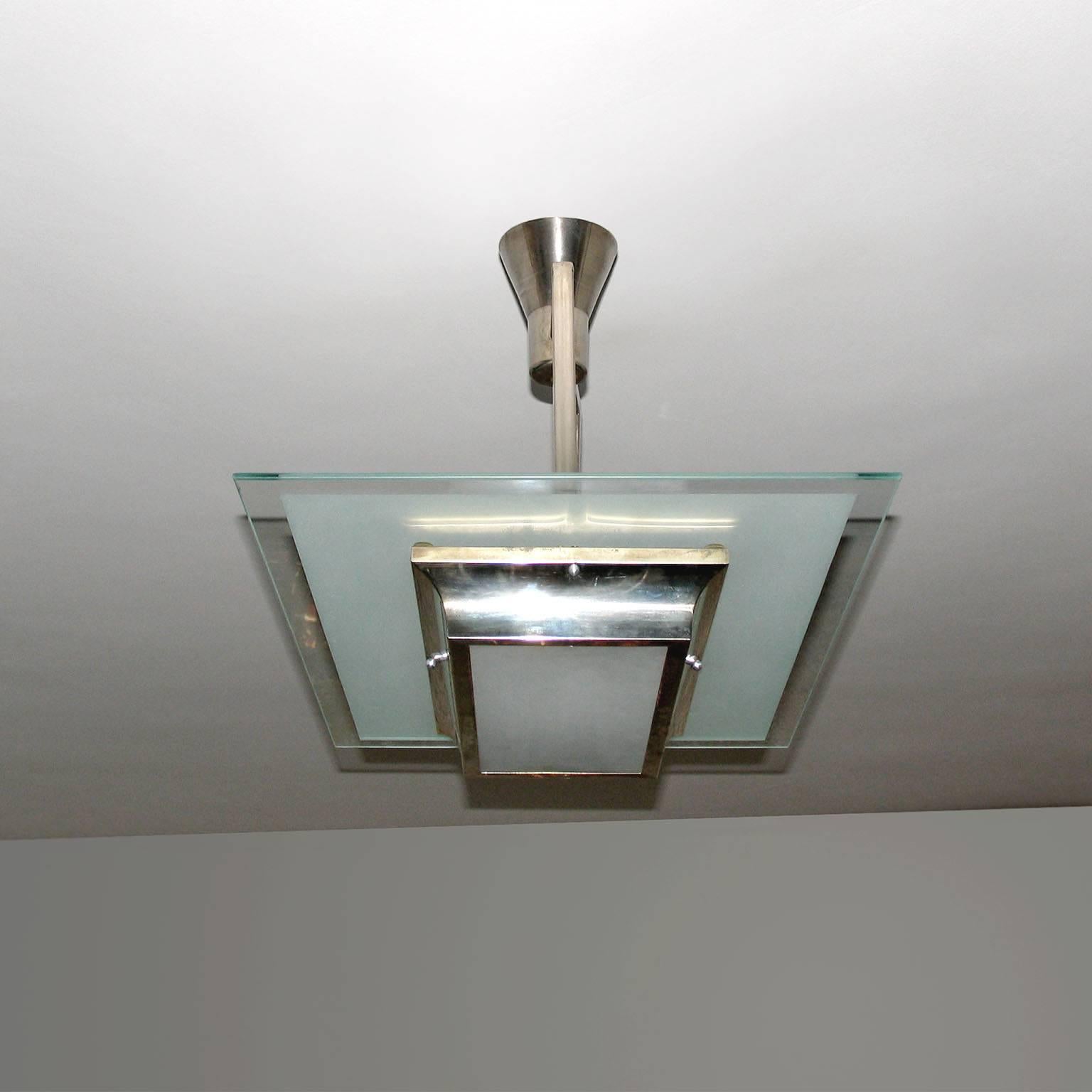 Atelier Petitot Art Deco Silvered Ceiling Lamp In Good Condition In Bochum, NRW