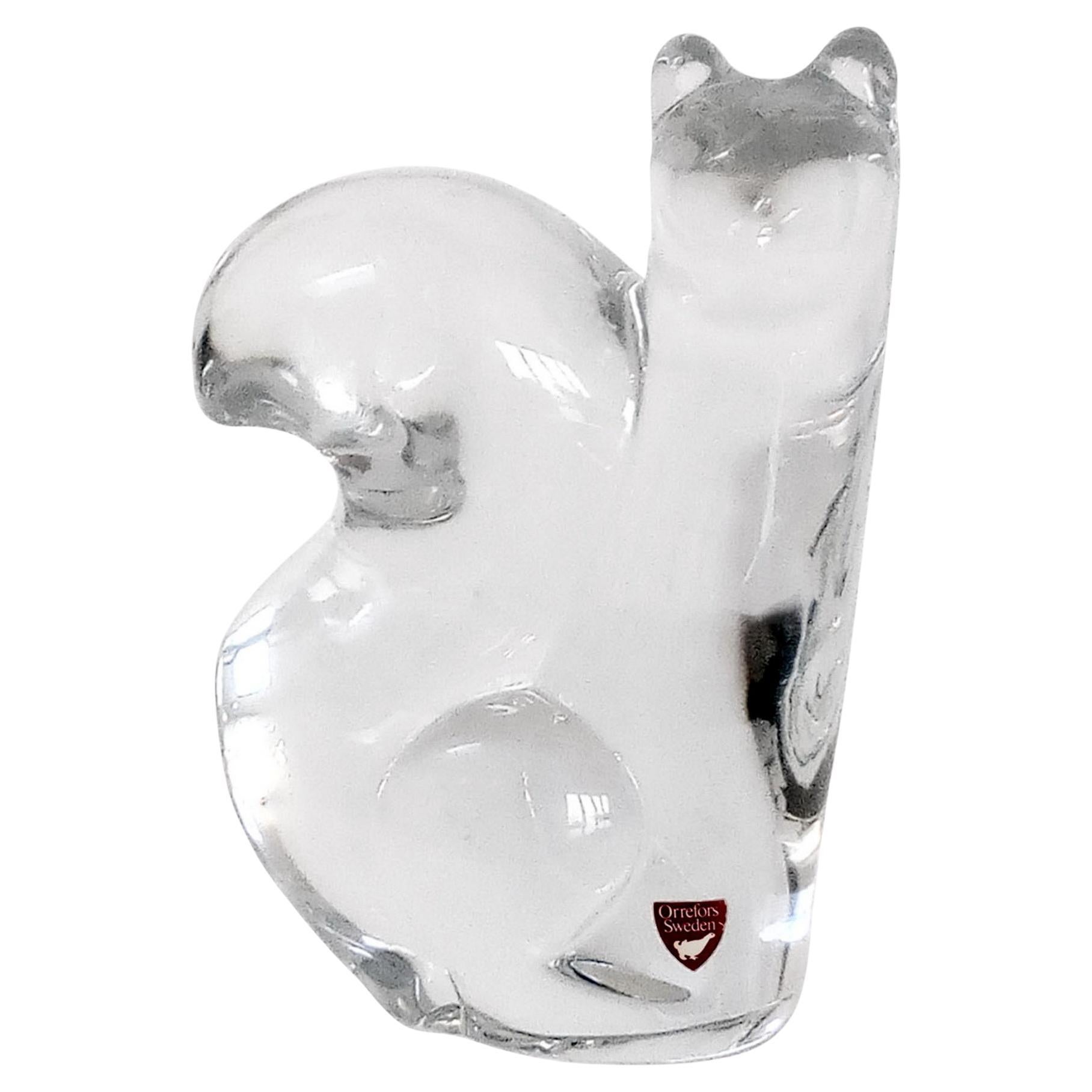 Moderne Eichhörnchen-Kristallskulptur aus der Mitte des Jahrhunderts von Olle Alberius für Orrefors