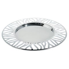 Alessi Plateau rond en acier inoxydable poli Postmoderne