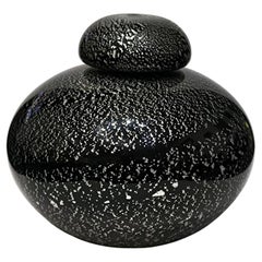 Vase en verre de Murano noir et argent avec couvercle, par Seguso Vetri d'Arte