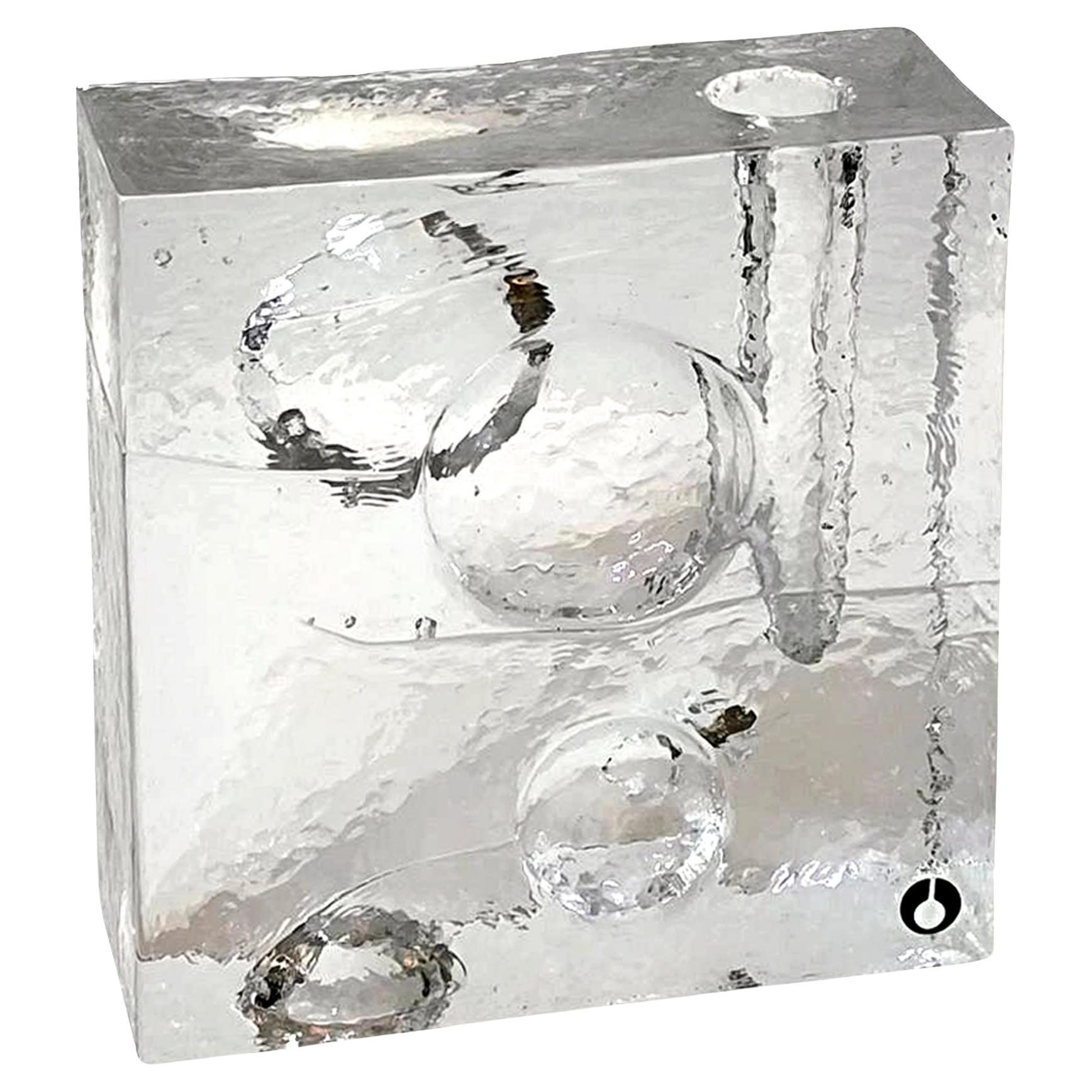 Uno Westerberg, a Clear Glass Vase, Candle Holder with Textured Decor, Pukeberg