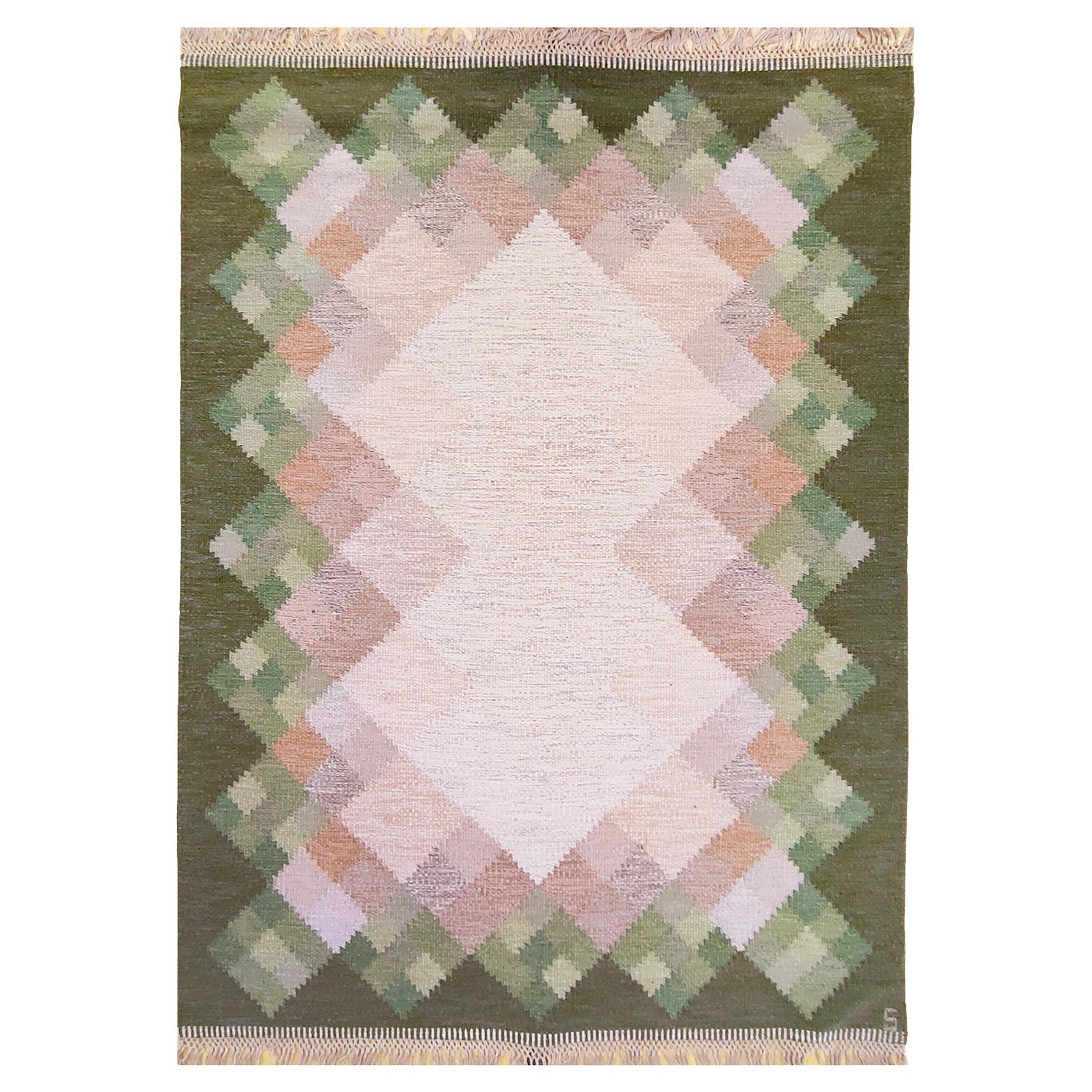 Vintage Swedish Kilim Rolakan "Opal", Rug by Brita Svefors for Axeco For Sale