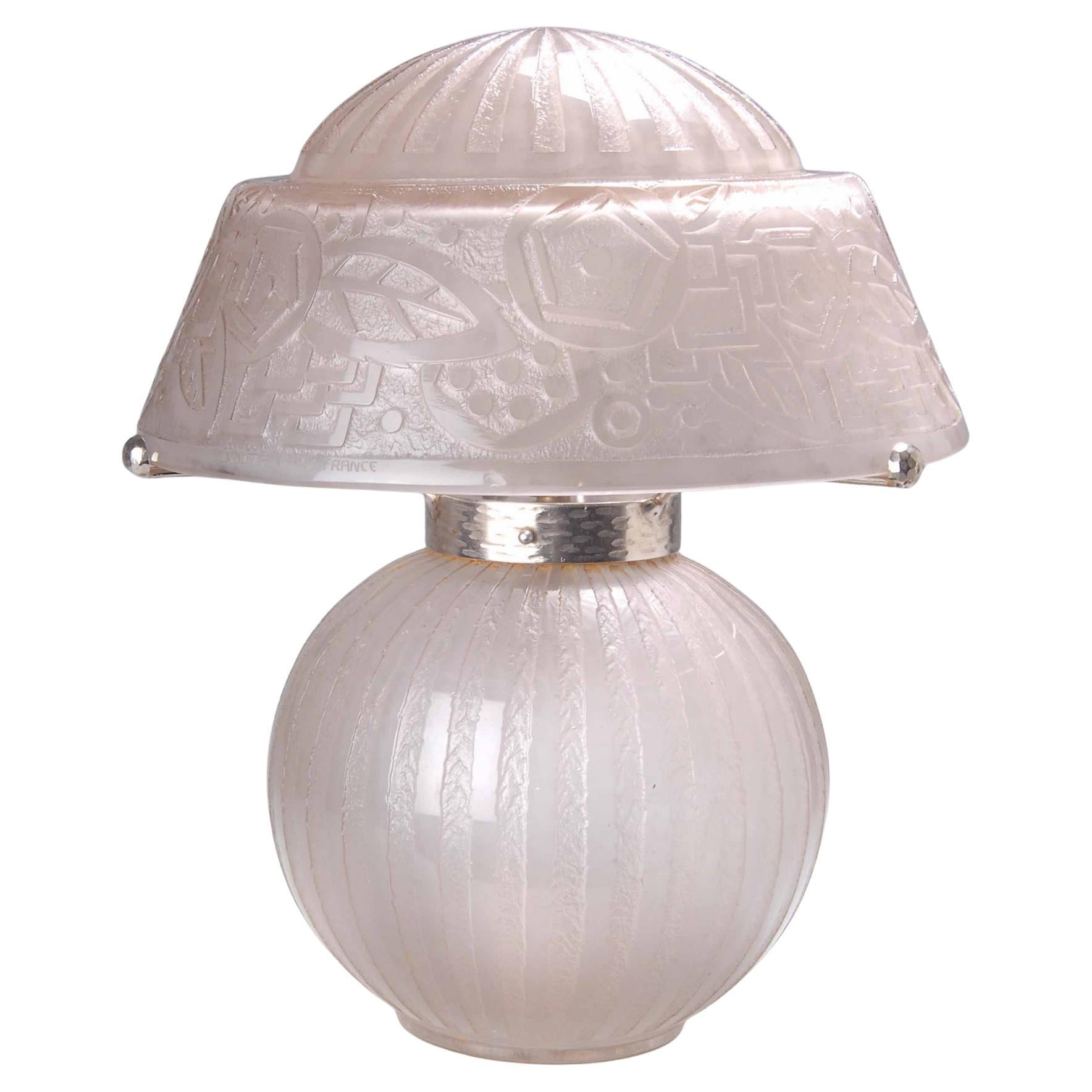 Seltene Daum Nancy Art Deco-Tischlampe, Art déco