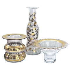 Ensemble de trois pièces en verre d'art modernes du milieu du siècle par Margareta Hennix, Suède