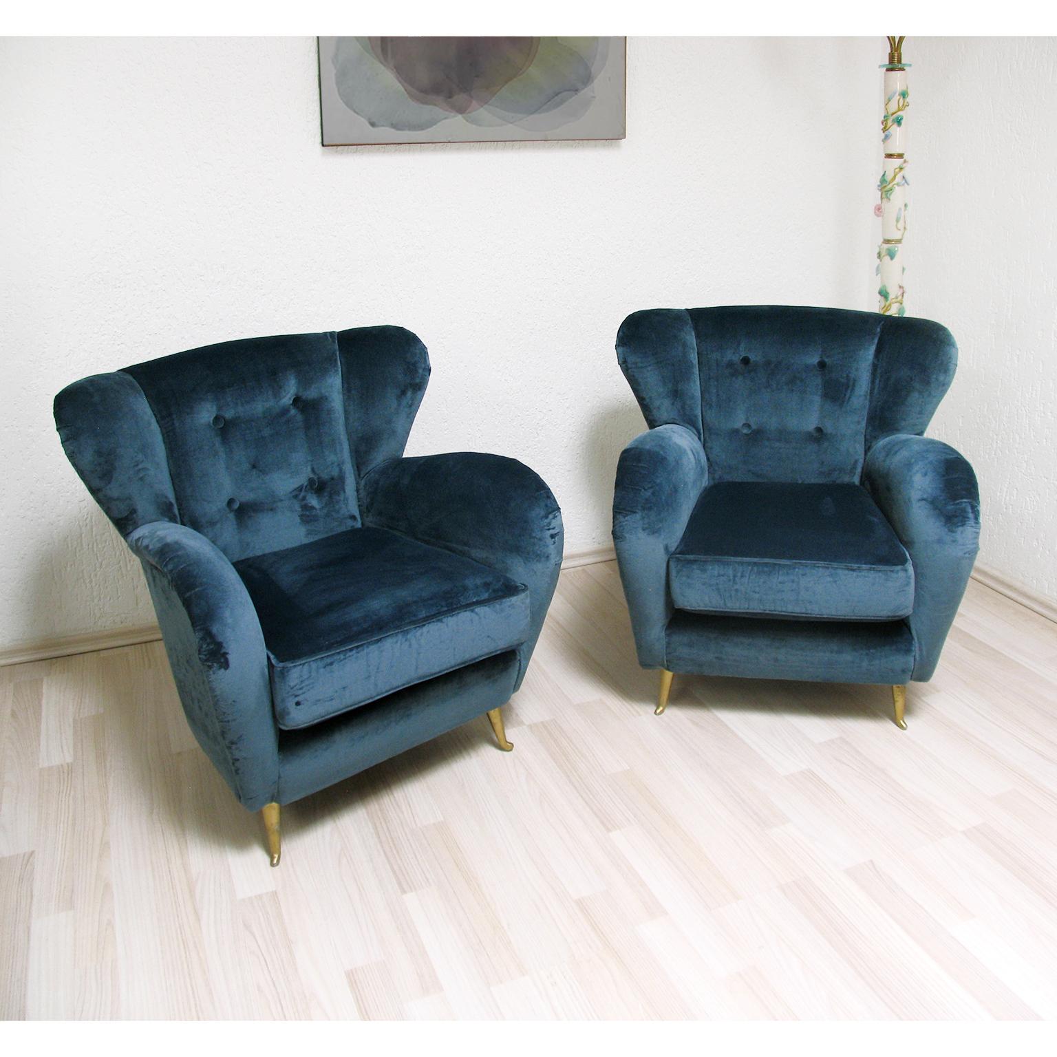 Laiton Fauteuils italiens modernes du milieu du siècle Guglielmo Ulrich Attributed Design, 1960s en vente