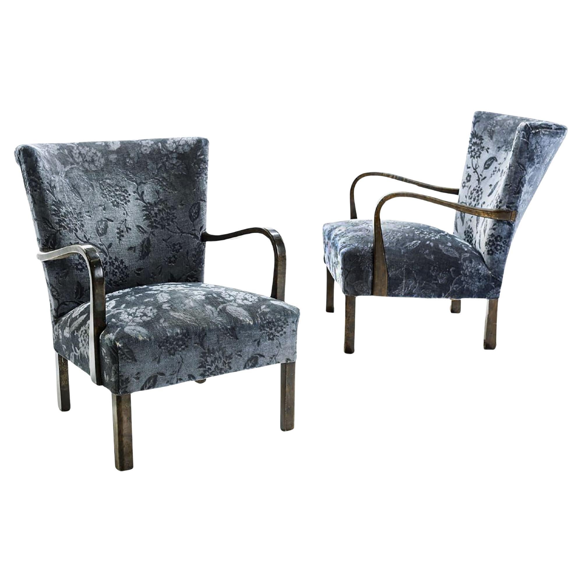 Paire de fauteuils danois modernes Wingback dans le style d'Alfred Christensen en vente