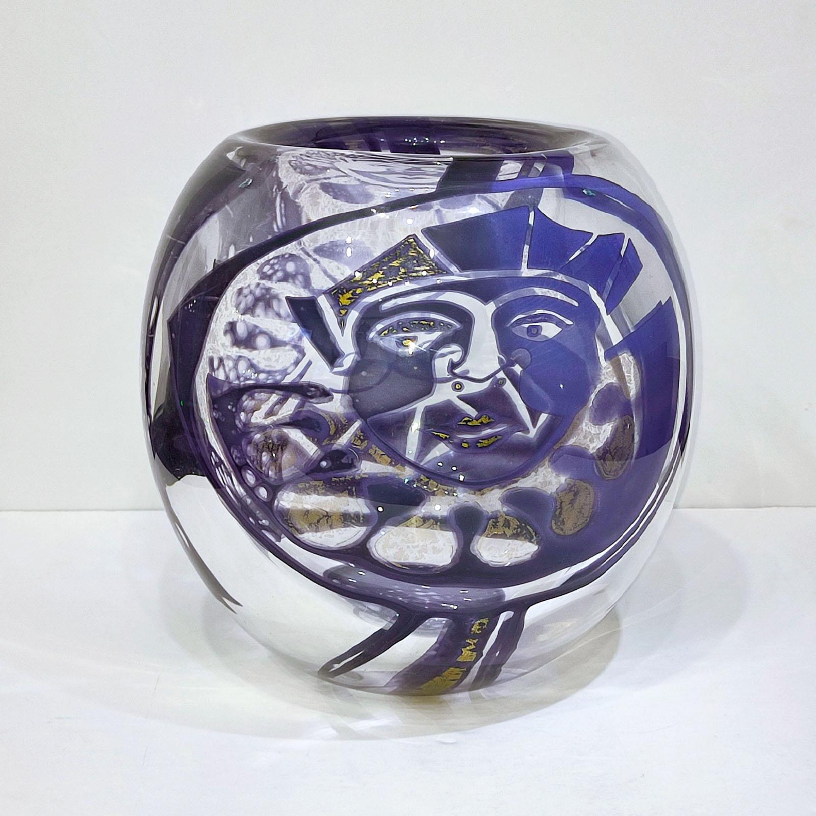 Scandinavian Modern Hannelore Dreutler, Goldgraal Commedia dell'Arte Vase, Studio Ahus, Sweden 1987 For Sale