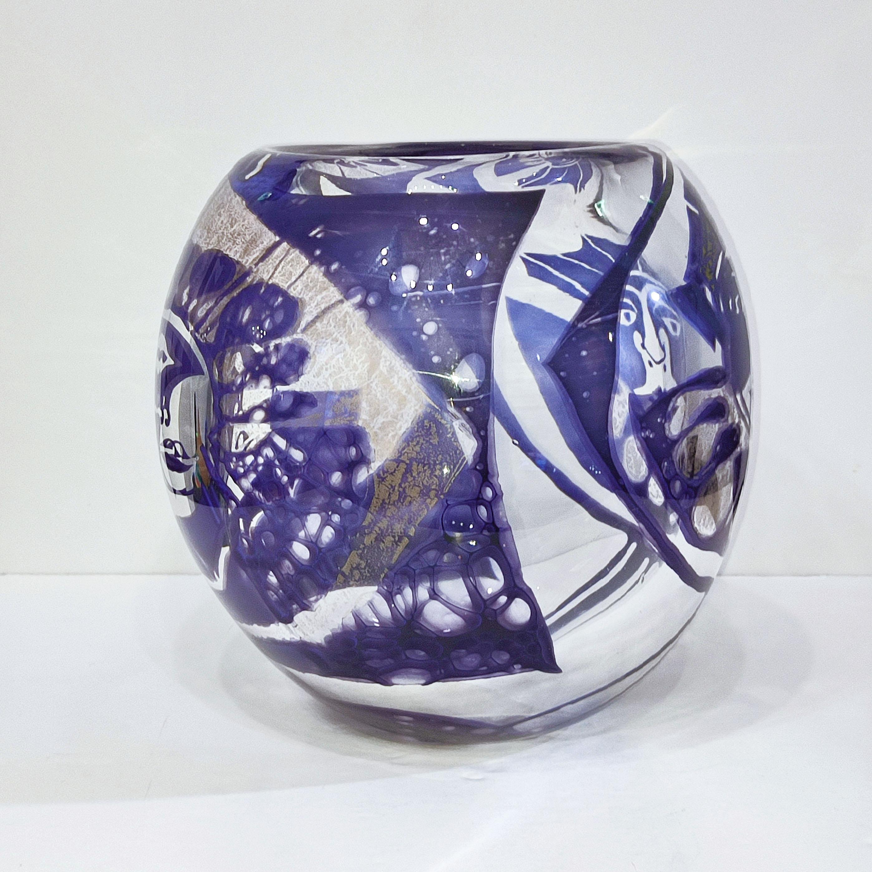 Swedish Hannelore Dreutler, Goldgraal Commedia dell'Arte Vase, Studio Ahus, Sweden 1987 For Sale
