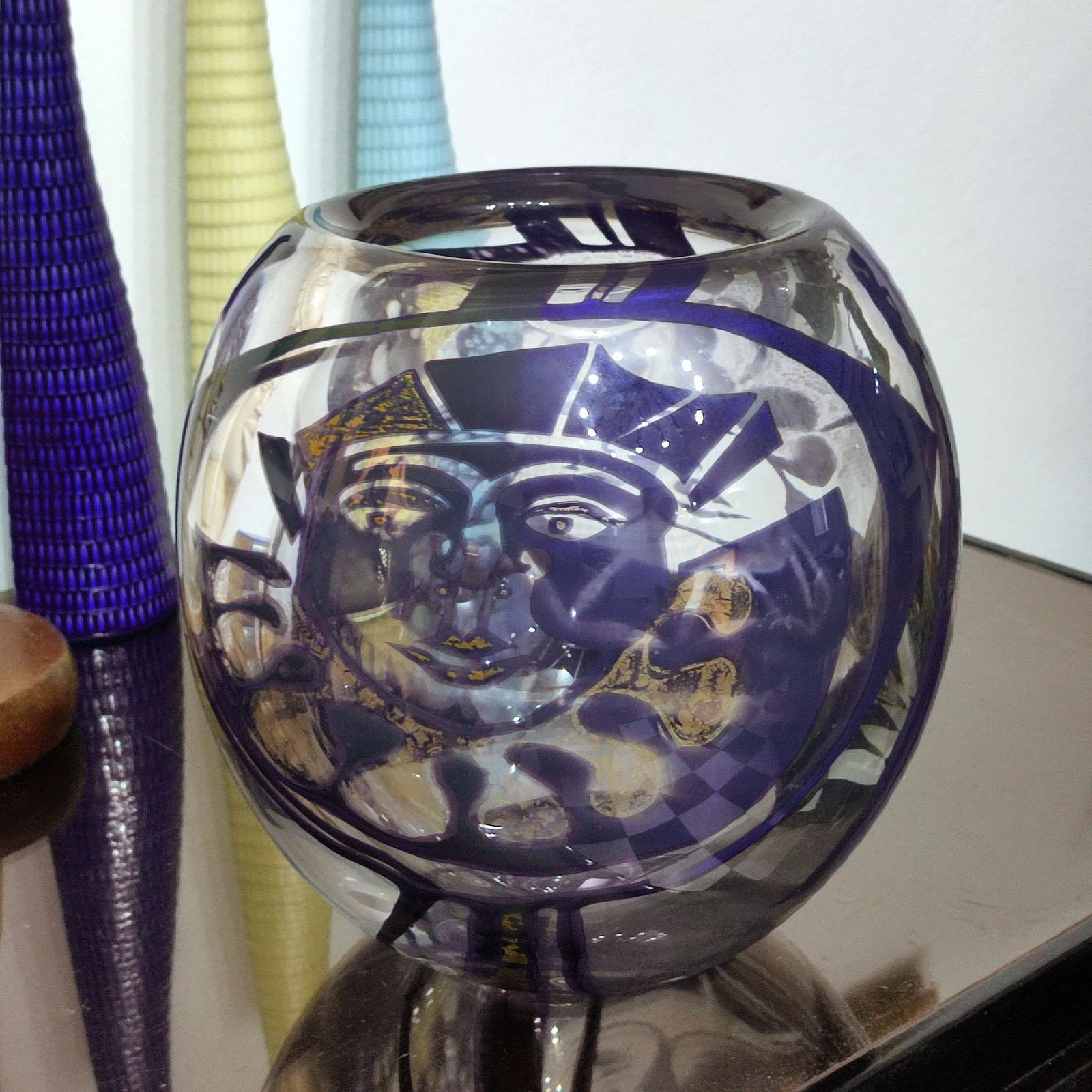 Hannelore Dreutler, Goldgraal Commedia dell'Arte Vase, Studio Ahus, Sweden 1987 For Sale 6