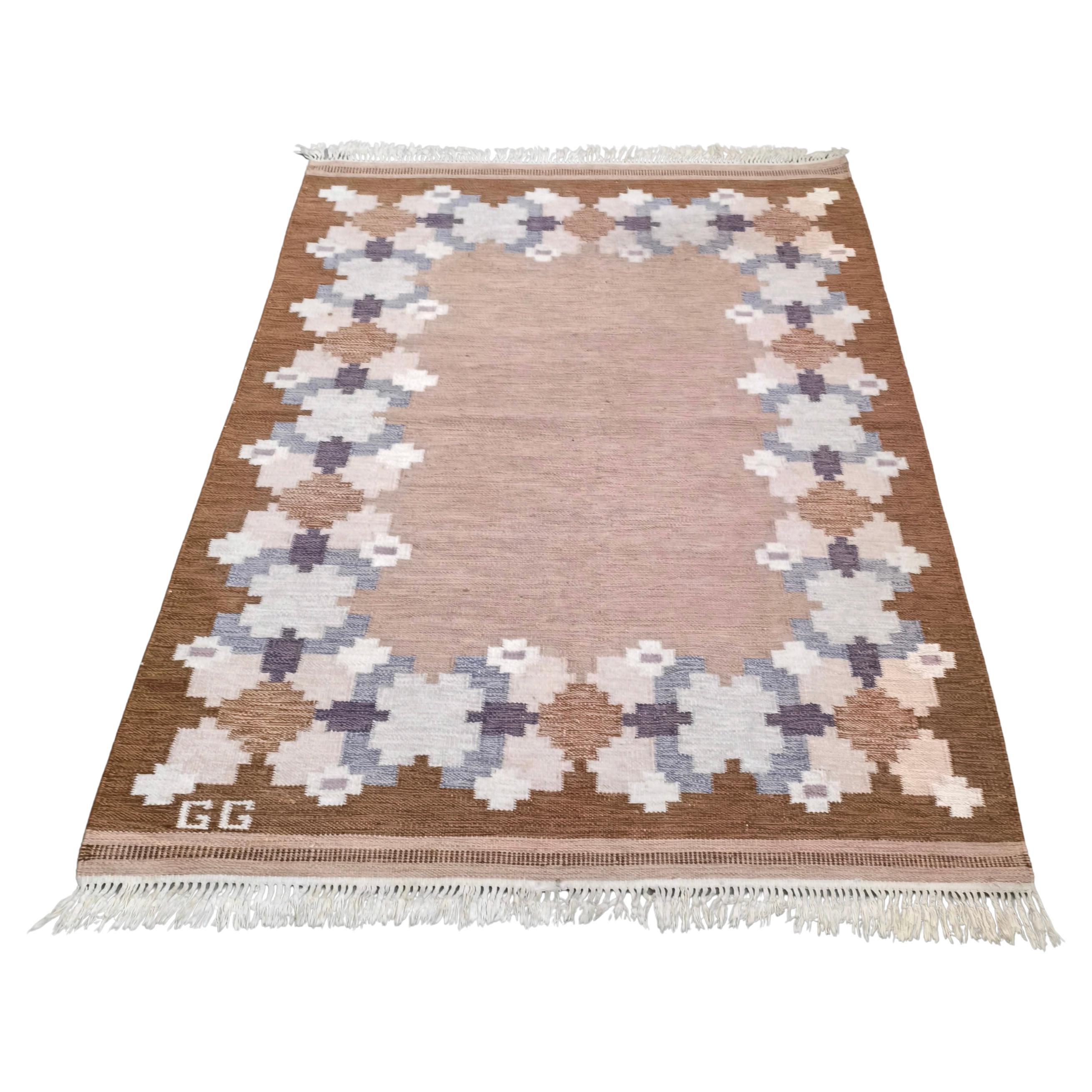 Vintage Swedish Wool Carpet by Git Gransjö Carlsson, Signed “GG