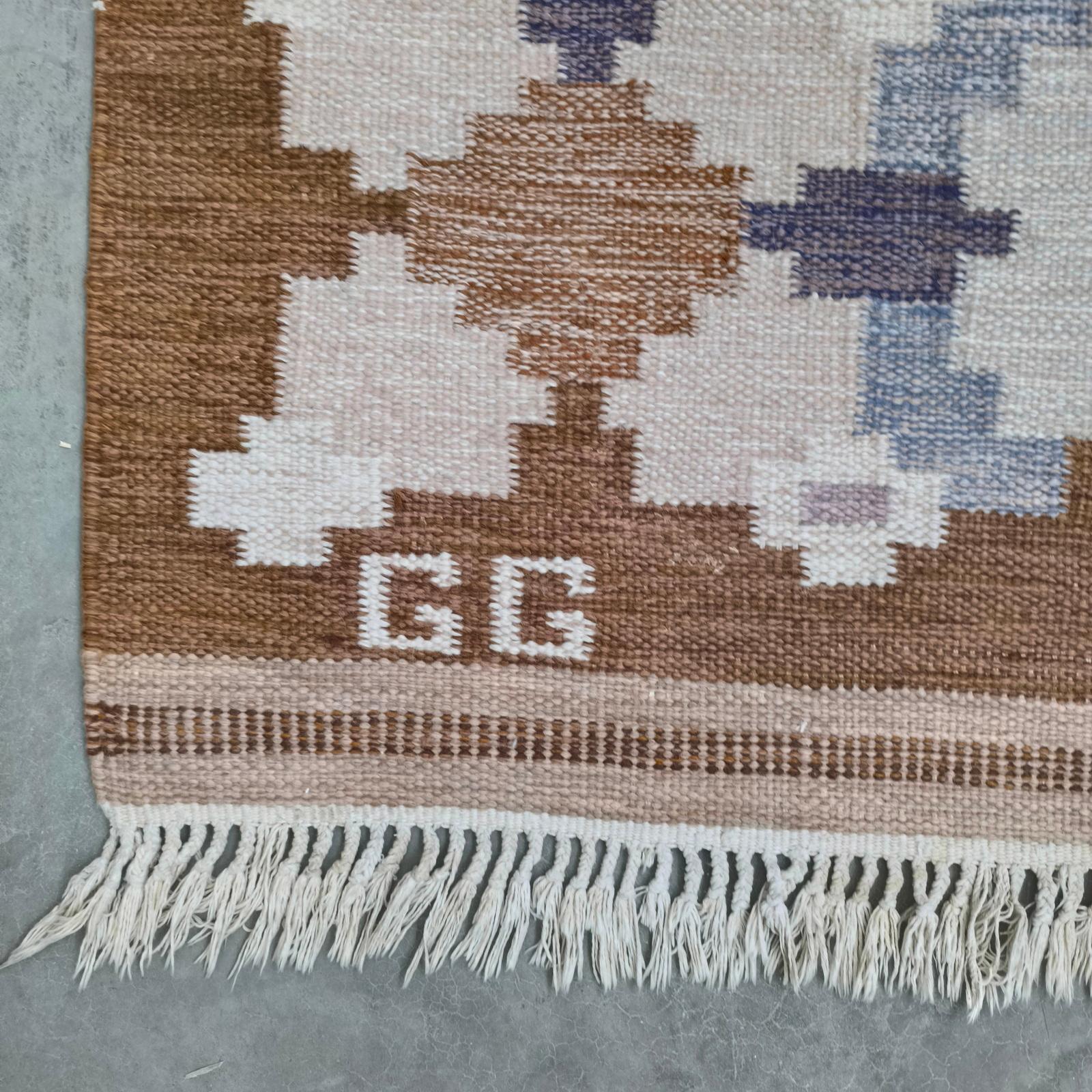 Vintage Swedish Wool Carpet by Git Gransjö Carlsson, Signed “GG” For Sale 6