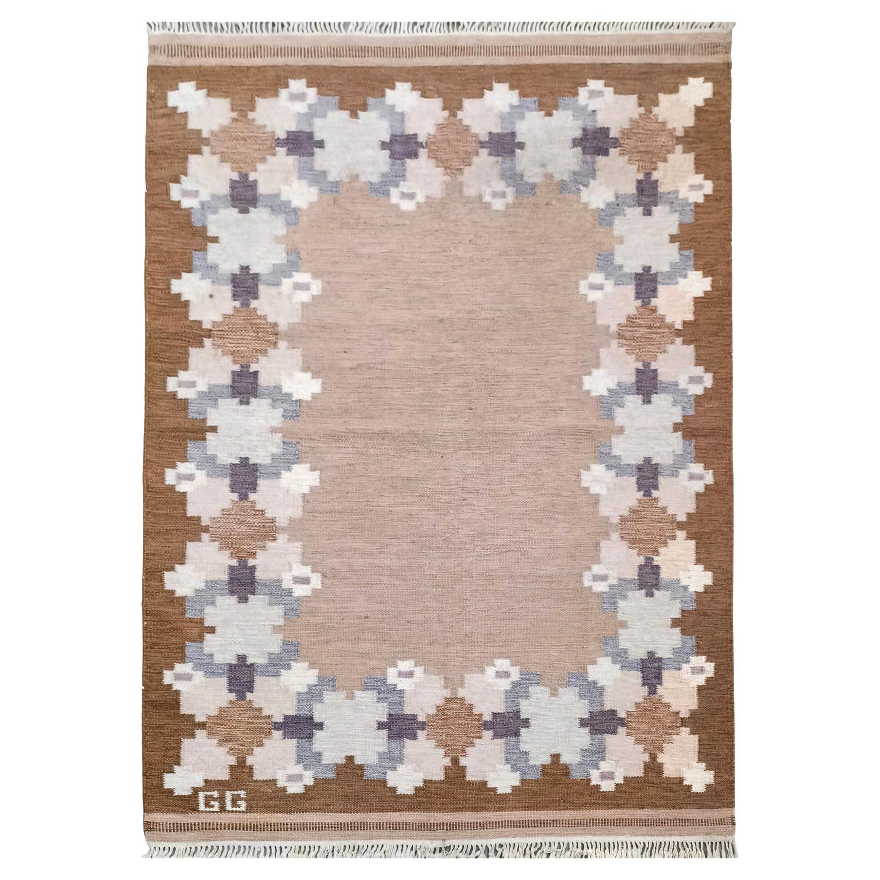 Vintage Swedish Wool Carpet by Git Gransjö Carlsson, Signed “GG” For Sale