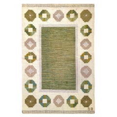 Vintage Swedish Flatweave Rug – by Birgitta Södergren, Signed “BS”, ca. 1950