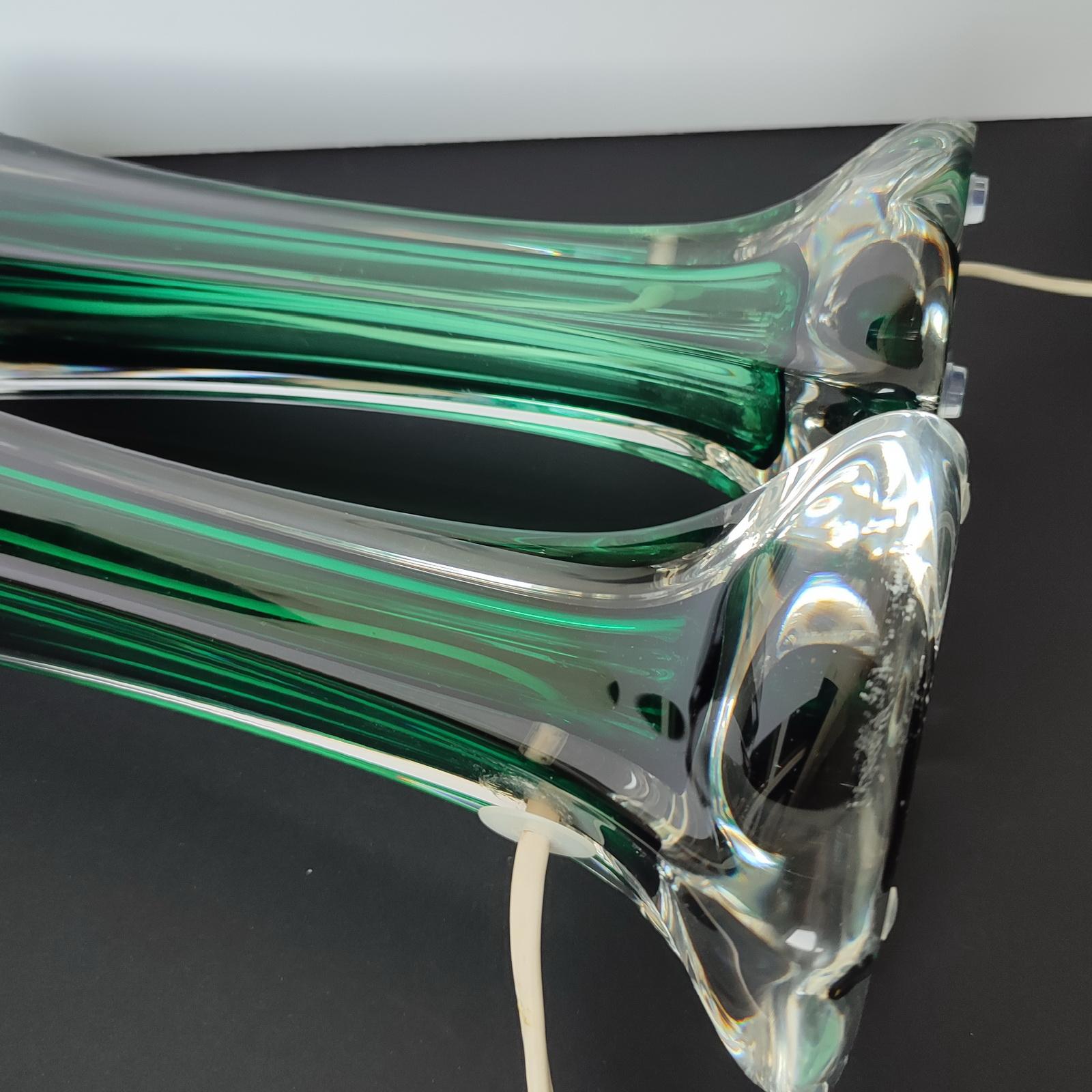 Pair of Large Crystal Lamps by Flygsfors, Paul Kedelv, 1950s — Swedish Sommerso For Sale 3