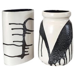 Vasi "Zebra" in stile Mid-Century Modern di Lapid, ceramica smaltata, Israele, 1965