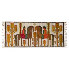Kilim vintage «Sarmacki» de Zakopane, de A. Lewińska, de lana y lino, Polonia, década de 1970