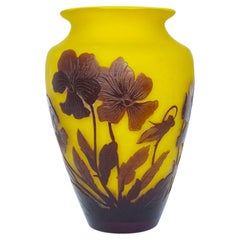 Highly Collectible Émile Gallé Cameo Glass "Pansies" Vase, circa 1900