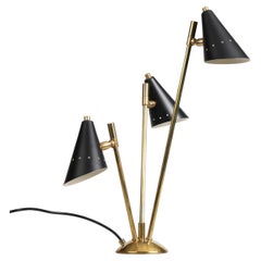 Triad Constellation Lamp - Mid‑Century Sculptural Table Lamp in Brass & Lacquer