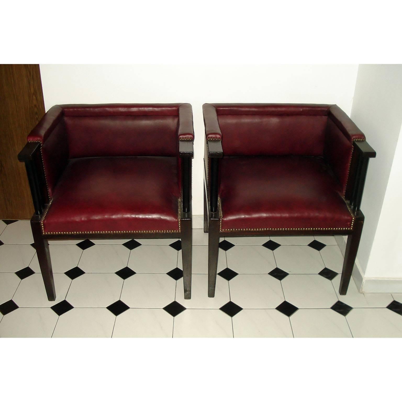 German Rare Pair of Constructivist Armchairs in the Style of Darmstadt Artists Colony