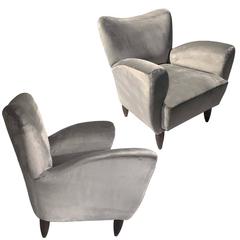 Italian Armchairs in the Manner of Guglielmo Veronesi, Velvet Armchairs 8