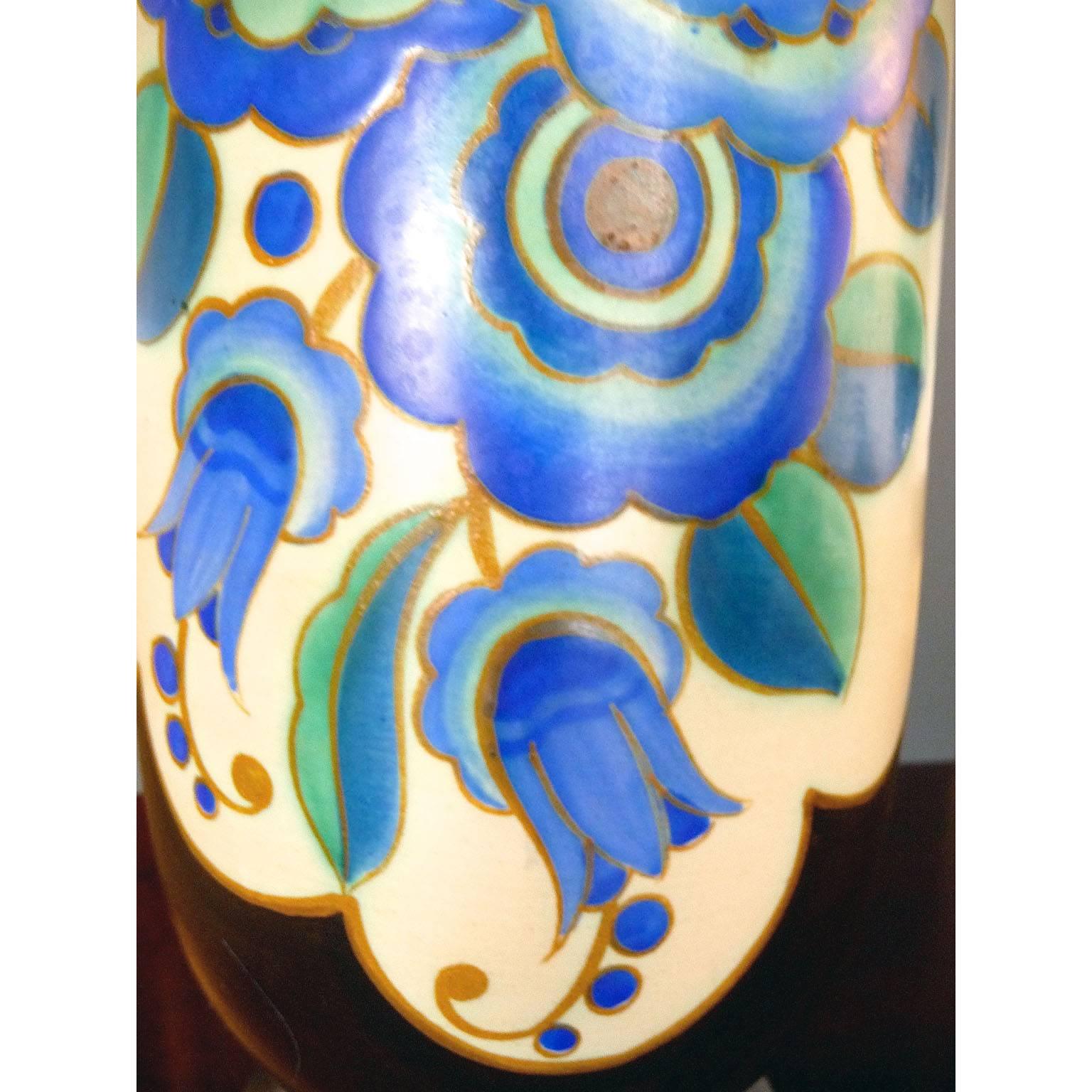Enameled Art Deco Ceramic Vase by Keramis, Belgium