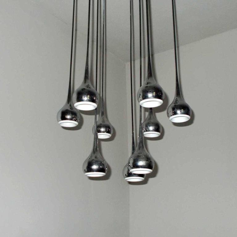 Plated Midcentury Chandelier Design by Angelo Brotto, Esperia, Italy, 1960s For Sale