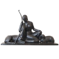 Art Deco French Bronze Sculpture Goddess of the Hunt by Andre Lavaysse