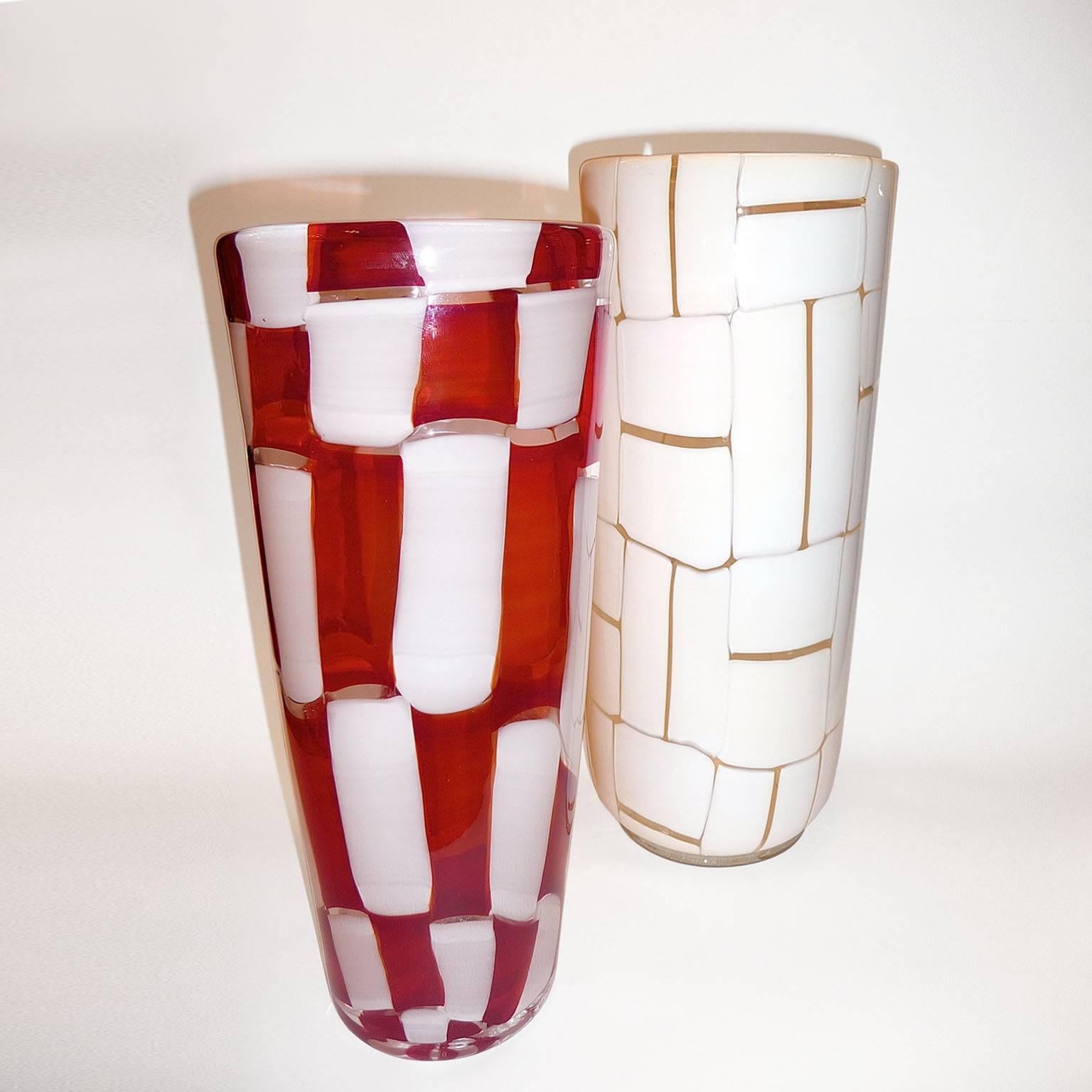 Mid-Century Modern Ercole Barovier Pezzato Bicolore Vase, Barovier & Toso, Murano, 1950s