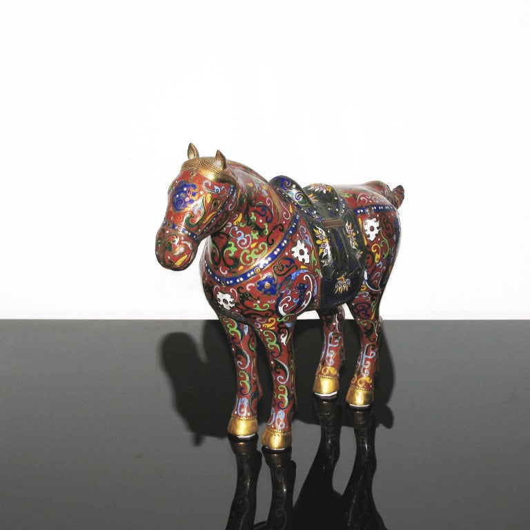 Chinese Cloisonné Horse Sculpture For Sale at 1stdibs