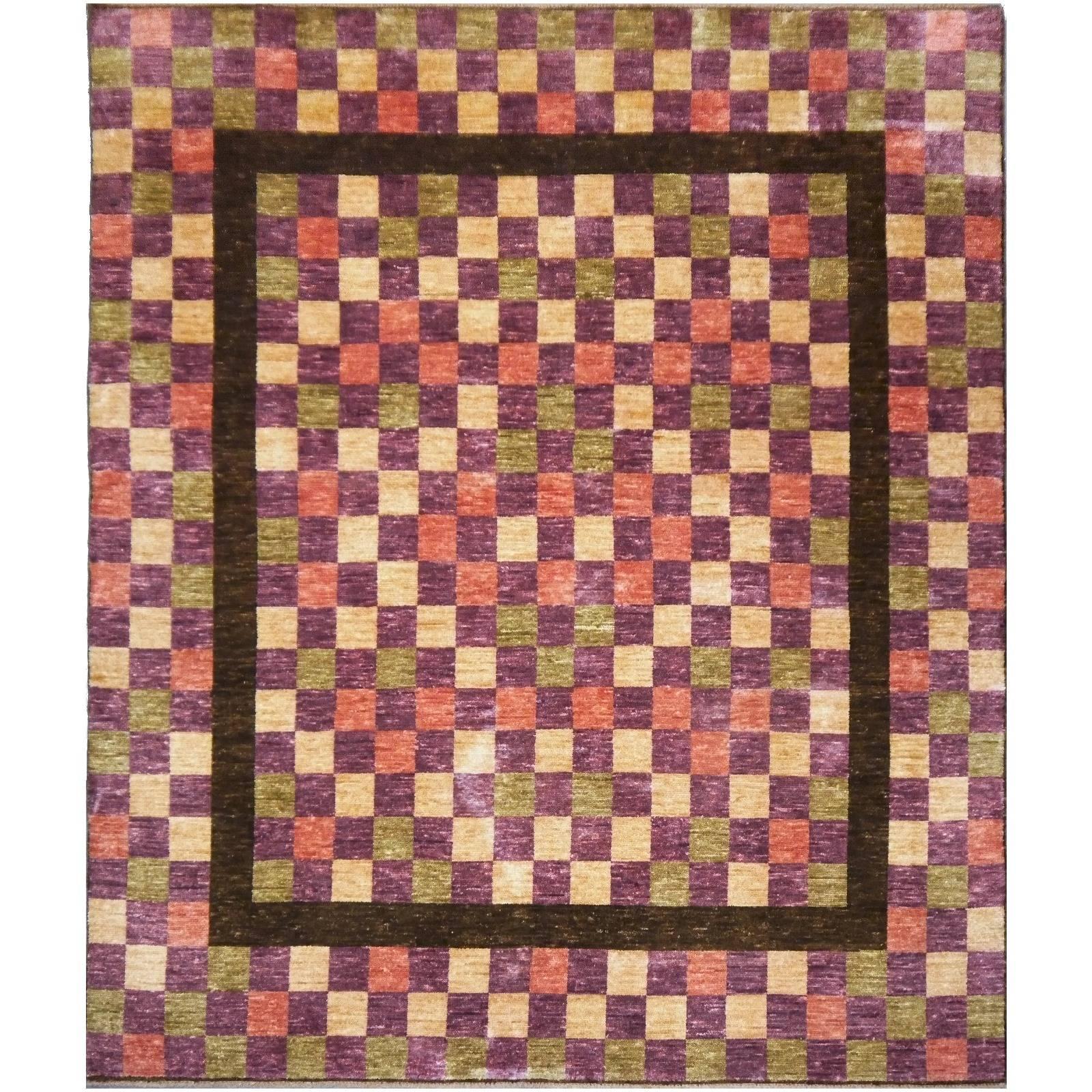 Modern Cubist Style Rug hand knotted wool carpet cirva 9 x 9 ft Coral Lilac  For Sale