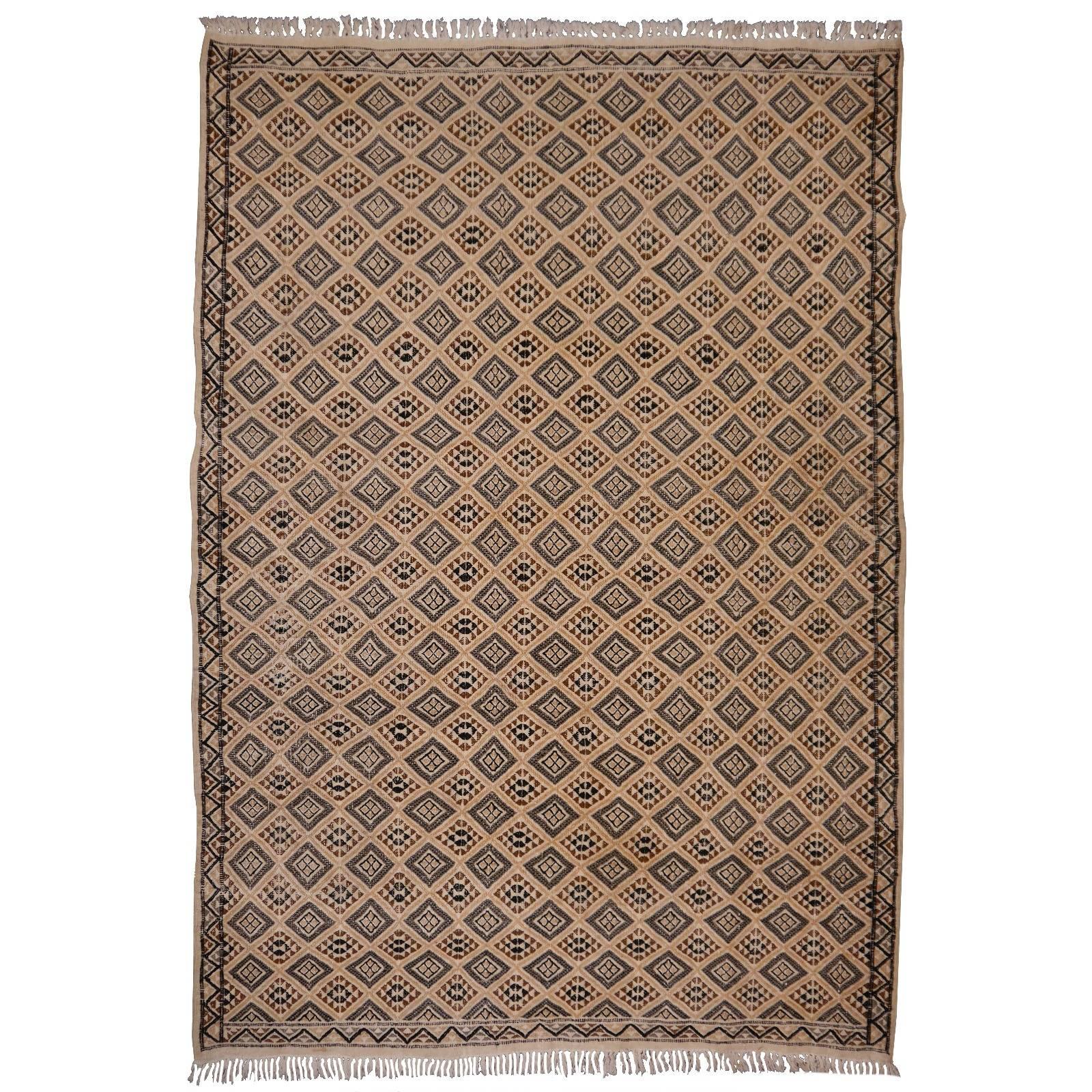 Vieux Kilim nord-africain brodé