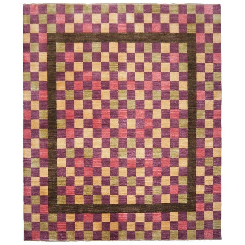 Modern Indian Agra Hand-Knotted Design Rug For Sale