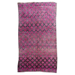 Moroccan Vintage Rug Abstract Design Berber Lilac Green