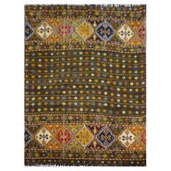 Tribal Afghan Rug with Natural Dyes Hand Knotted