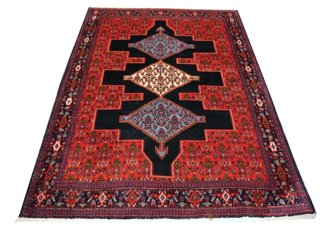 Vintage tribal rug hand-knotted Midcentury 

This fine, hand-knotted oriental rug was made in the 1960´s and is a Midcentury object. It has wonderful natural dyes made from plants. The condition of this rug is very good, it is fresh washed and it