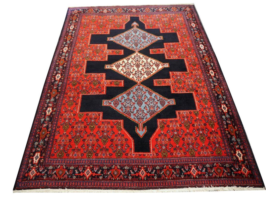 Asian Vintage tribal rug hand-knotted Midcentury For Sale