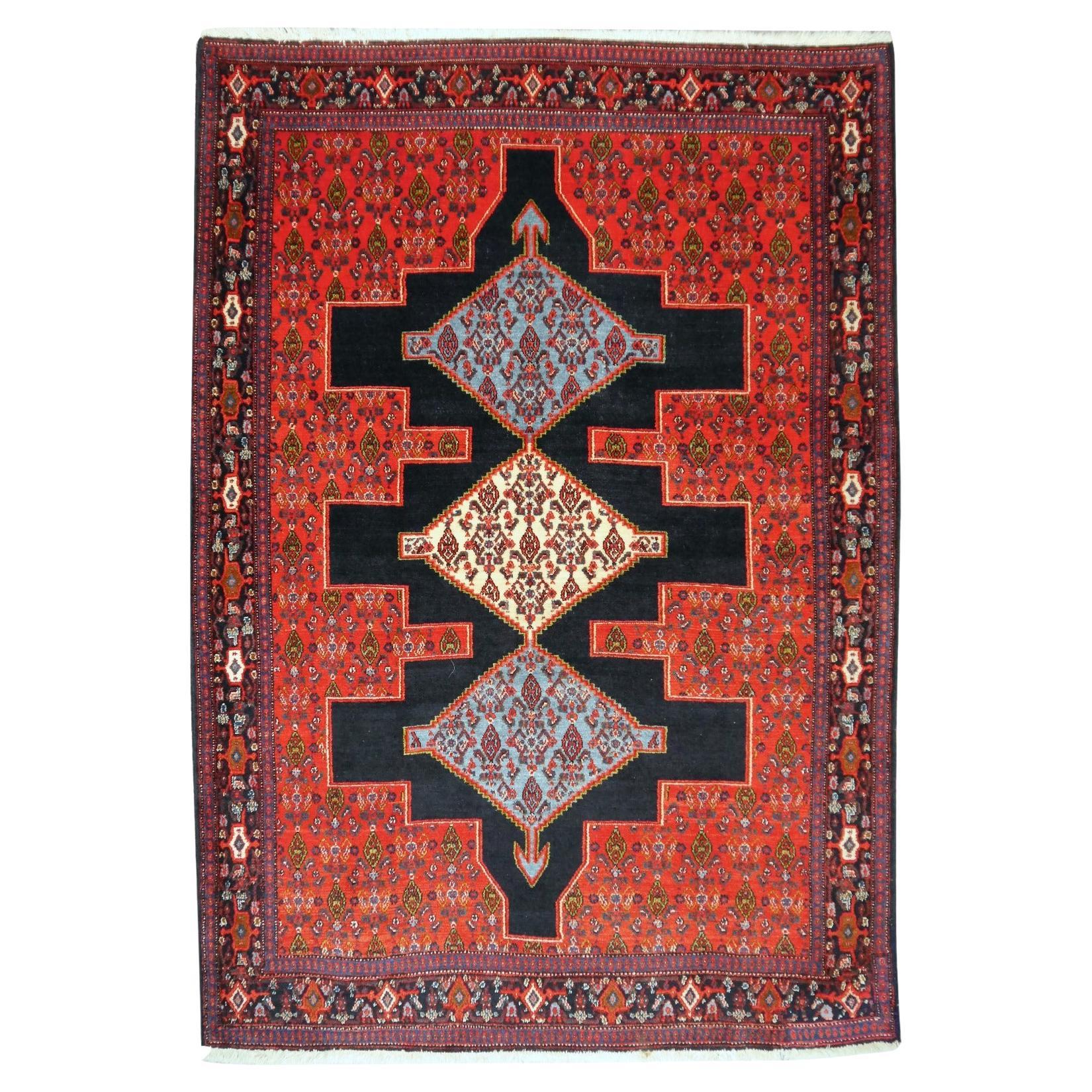Vintage tribal rug hand-knotted Midcentury