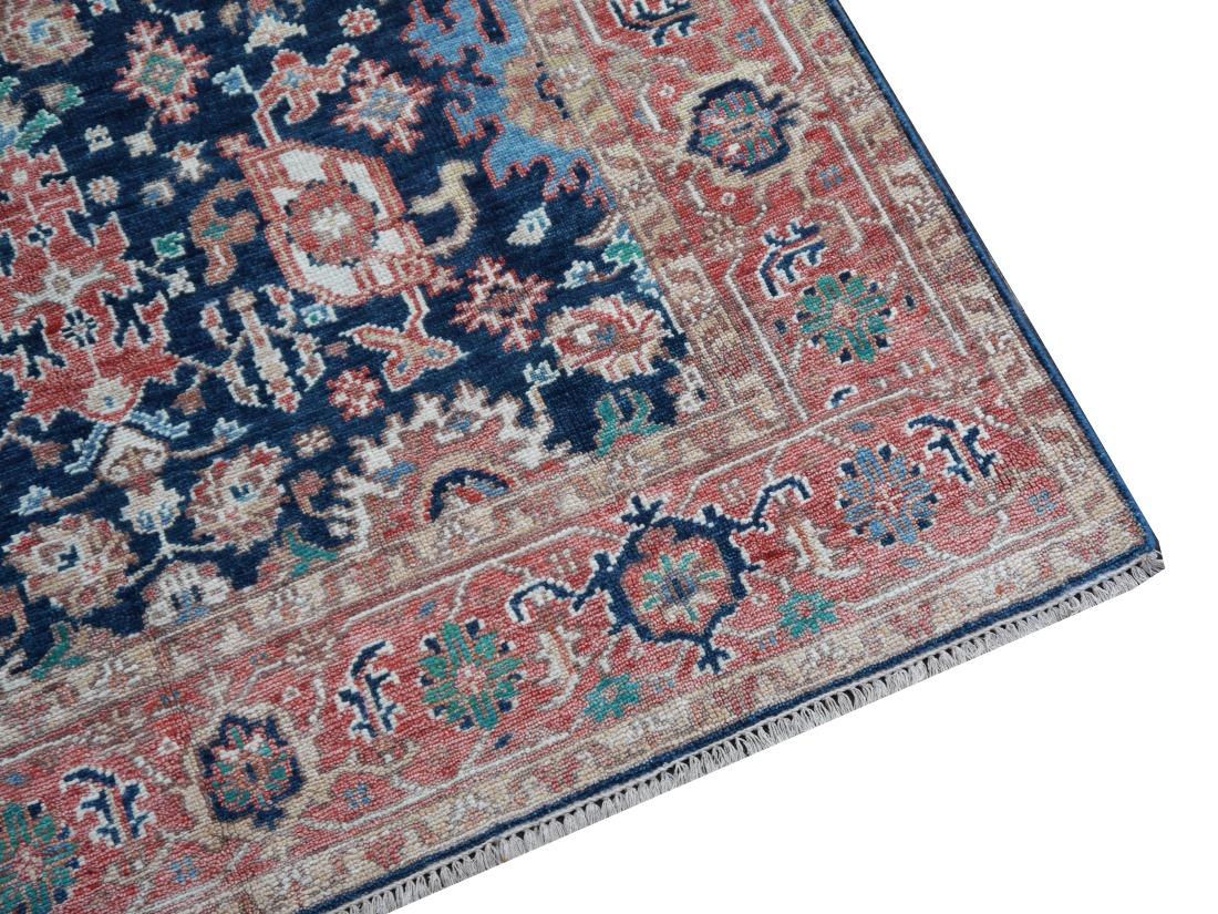 Heriz Serapi Heriz Rug Hand Knotted Low Wool Pile Vintage Look Djoharian Collection For Sale
