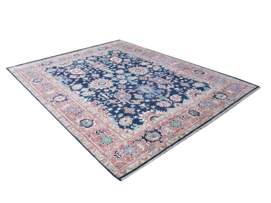 Heriz Rug Hand Knotted Low Wool Pile Vintage Look Djoharian Collection For Sale 4