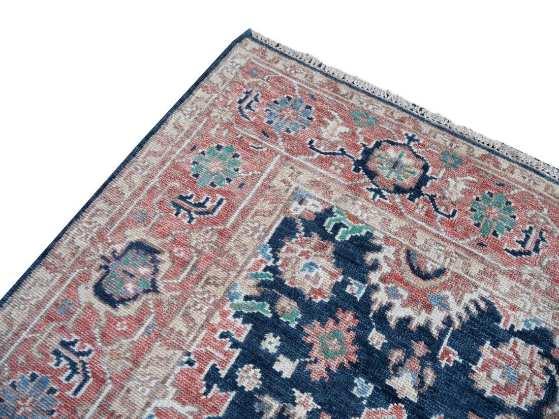 Heriz Rug Hand Knotted Low Wool Pile Vintage Look Djoharian Collection For Sale 2