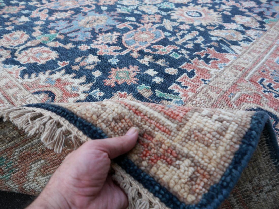 Heriz Rug Hand Knotted Low Wool Pile Vintage Look Djoharian Collection For Sale 6