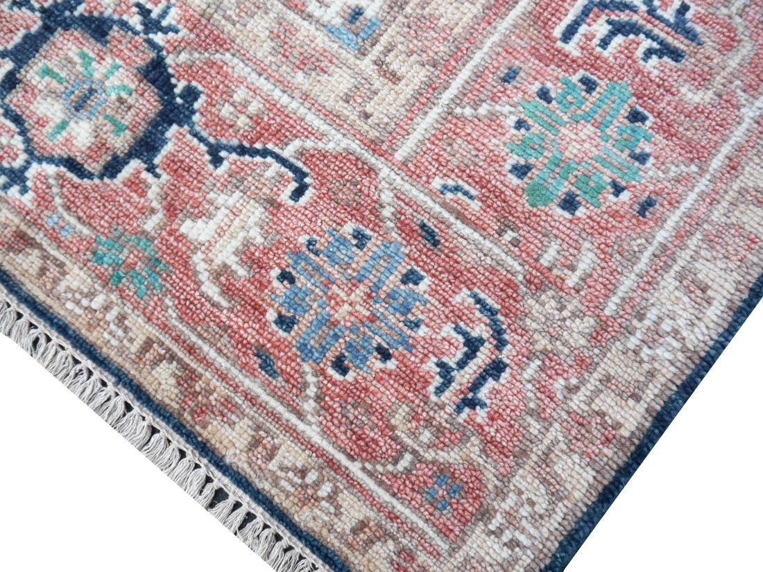 Heriz Rug Hand Knotted Low Wool Pile Vintage Look Djoharian Collection For Sale 5