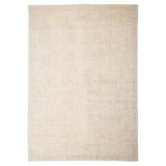 Knotted Faded Oushak Rug, Muted Ivory Pastel, 9'6" x 6'9" Djoharian Collection