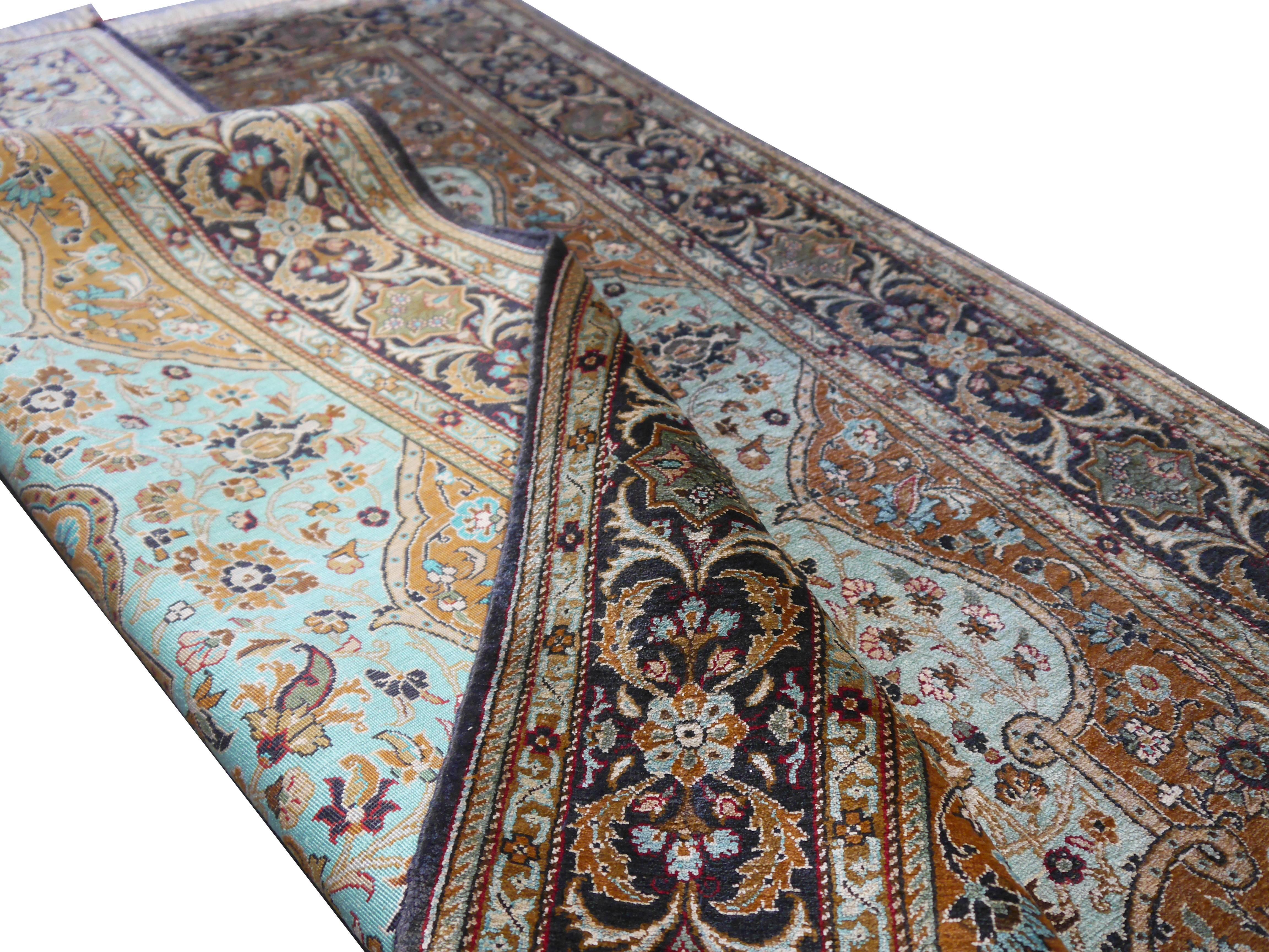 Fine Vintage Persian Qum Silk Rug 2