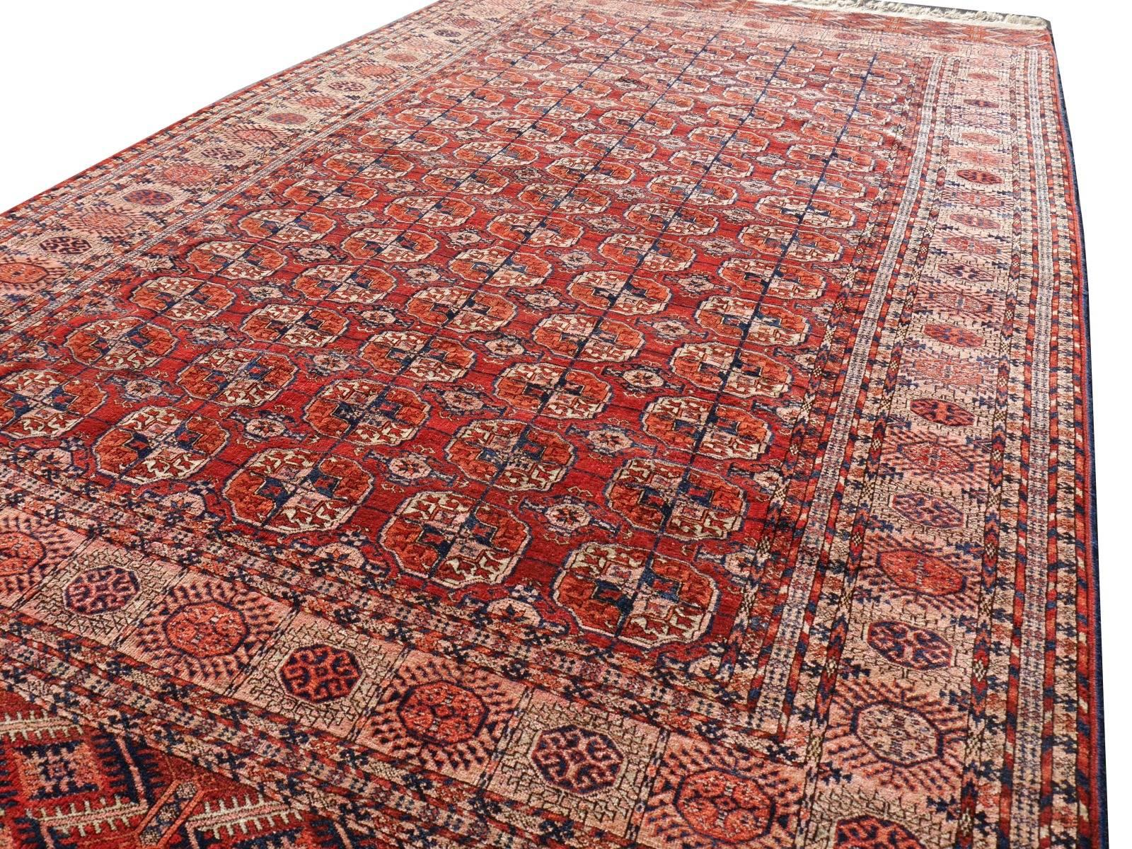Turkestan Antique Rug Turkman Tekke Bukhara Main Carpet Djoharian Collection For Sale