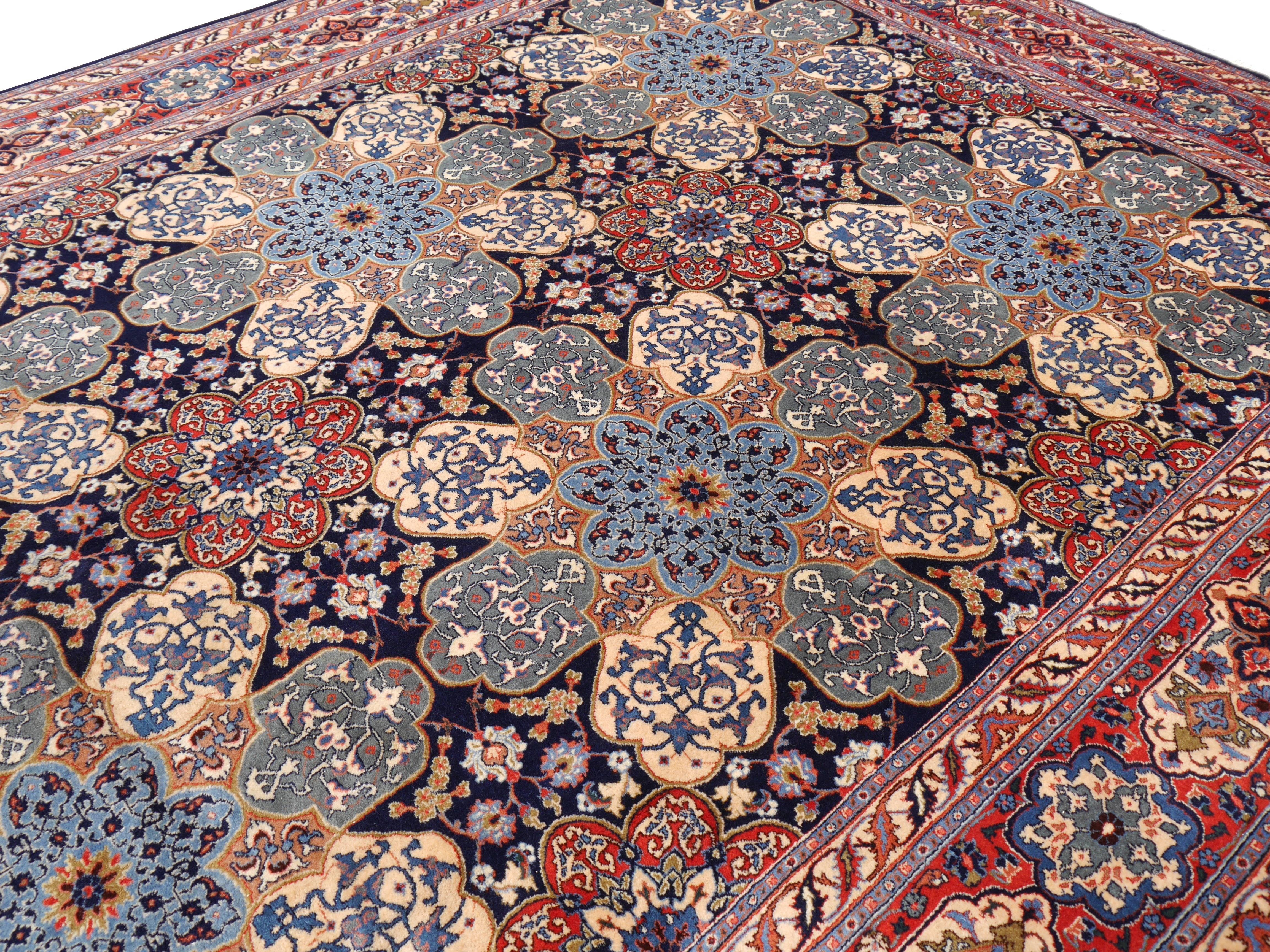 Hand-Knotted Persian Rug Vintage Kerman Yazd