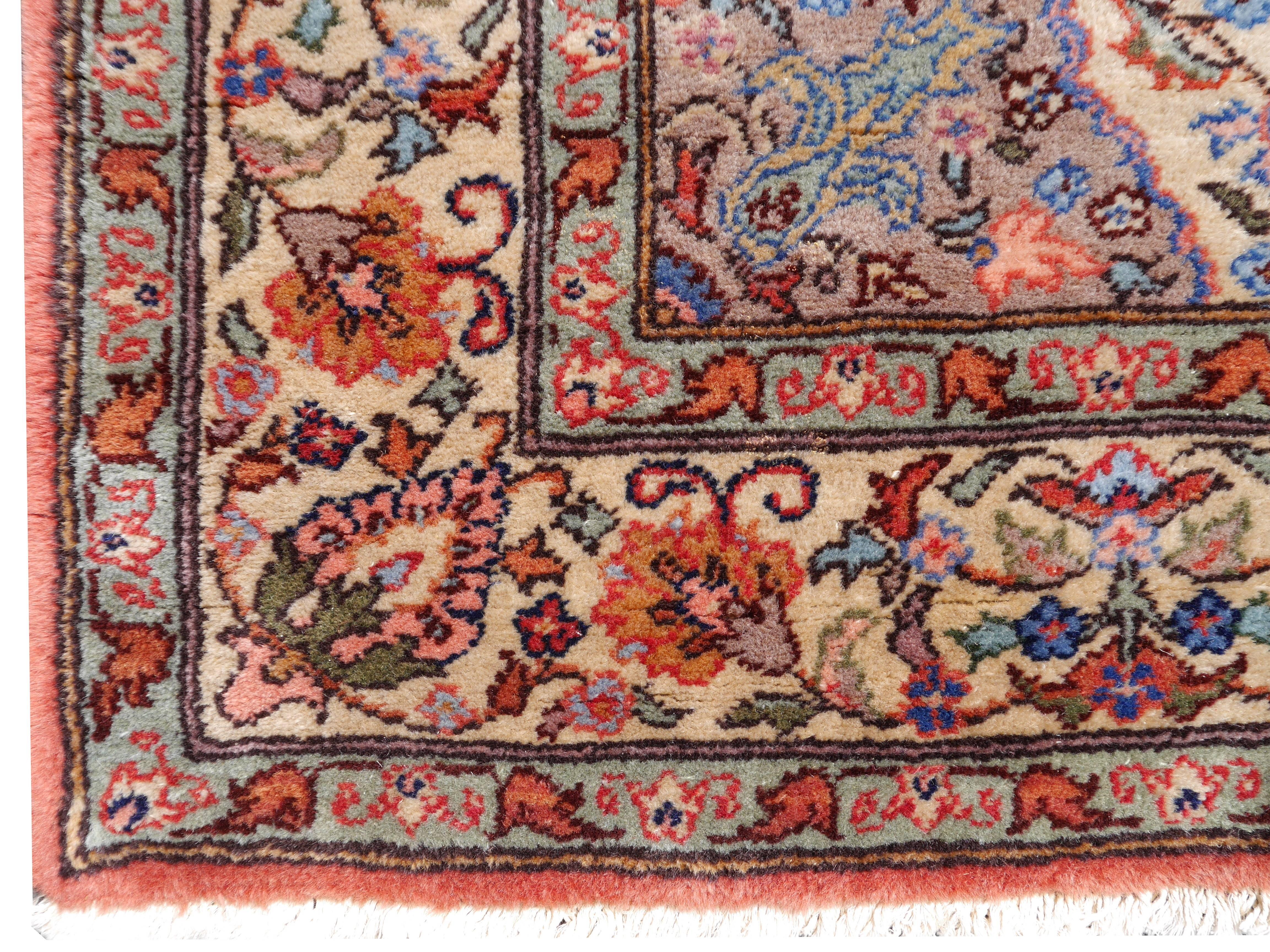 Wool Large European Hand-Knotted Vintage Rug with Tabriz Design For Sale