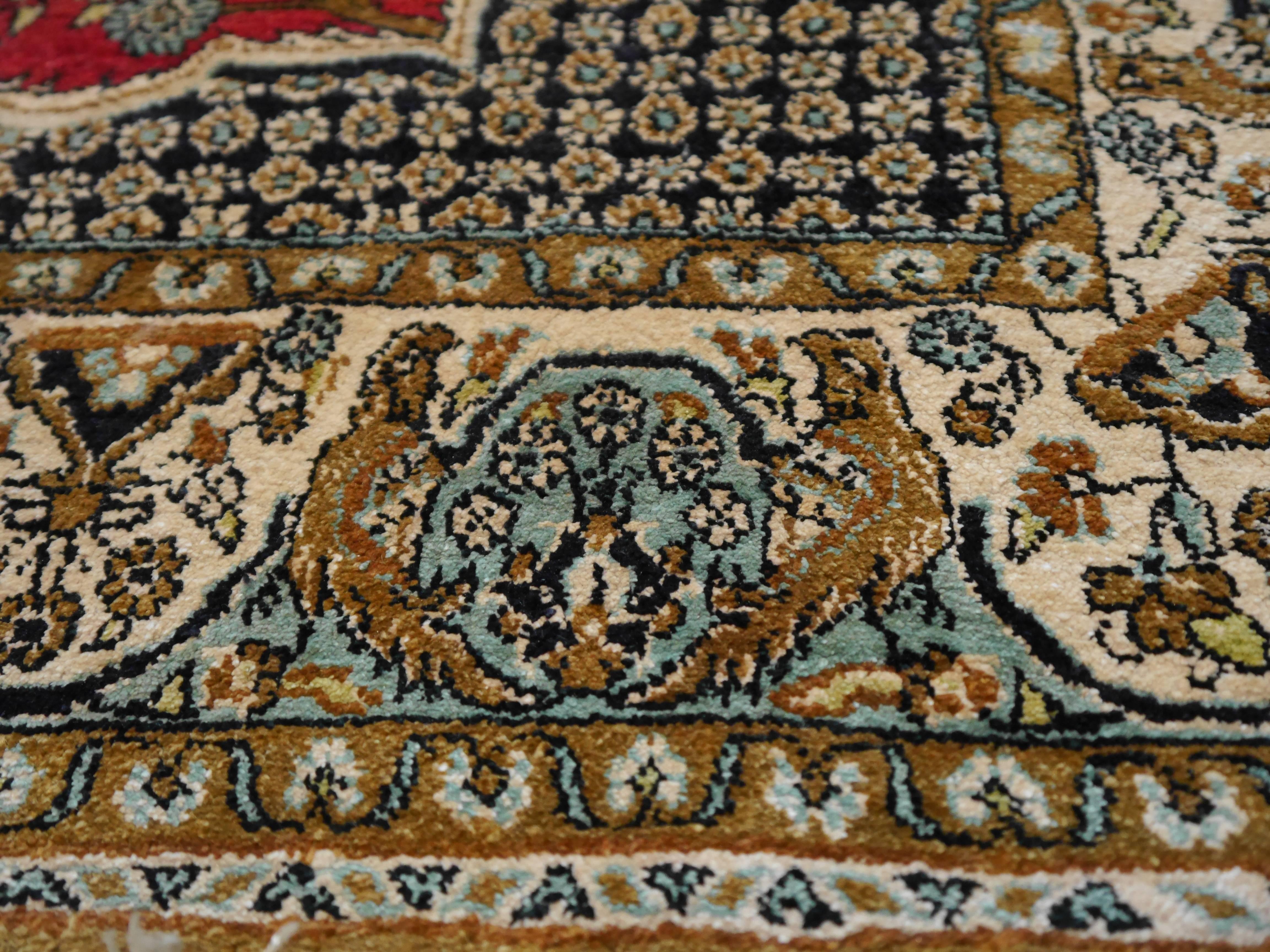 Persian Rug Qum Silk / Vintage Mid-Century Silk Rug 2