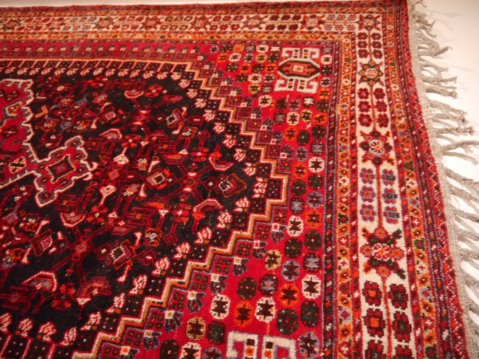 Hand-Knotted Vintage Tribal Nomadic Persian Rug